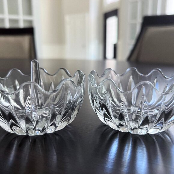 Vintage 2pc Lead Crystal Ring Holder Covered Trinket Dish Jewelry Box with Lid - Picture 3 of 5